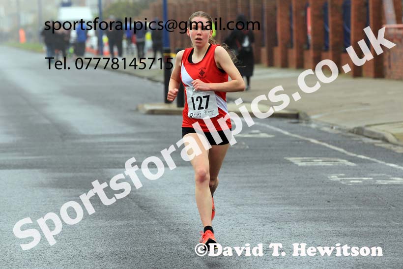 Girls under-15s 5k, 2023 Northern Mens 12 stage and Womens 6 Stage Relays and Young Athletes, Redcar. Photo: David T. Hewitson/Sports for All Pics
